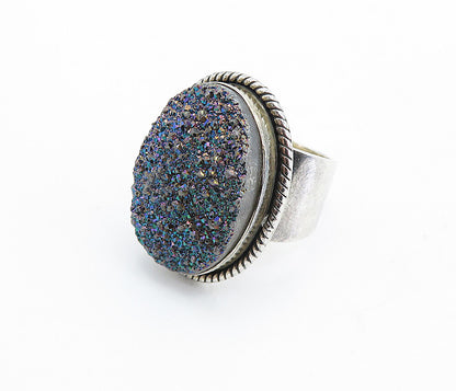 NICKY BUTLER 925 Silver  Vintage Druzy Stone Twist Cocktail Ring Sz 8  RG6417