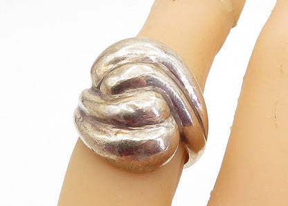 MEXICO 925 Sterling Silver  Vintage Fluted Bypass Band Ring Sz 6.5  RG5304