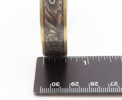 925 Sterling Silver Vintage Bracelet Gold Plated EAST EUROPE Floral Cuff BT11895