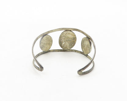 925 Sterling Silver Vintage Turquoise Black Onyx & Jasper Cuff Bracelet BT7698