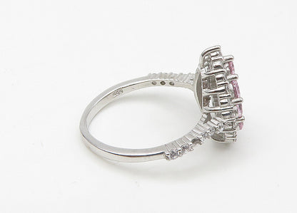 925 Sterling Silver  Vintage Pink Cubic Zirconia Band Ring Sz 6  RG21462