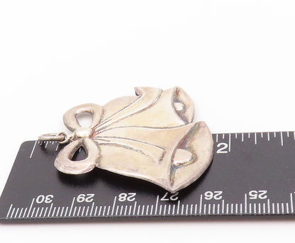 925 Sterling Silver Vintage Pendant Christmas Bells With Bow Cutout  PT24077