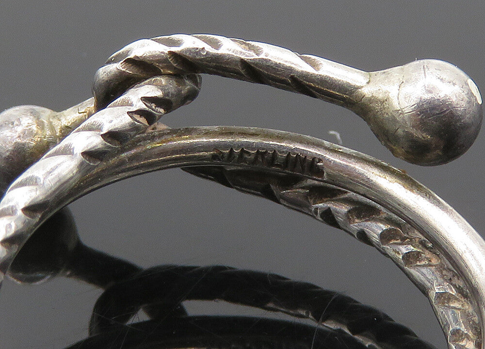 925 Sterling Silver  Vintage Etched Detail Bypass Style Band Ring Sz 6 RG20313