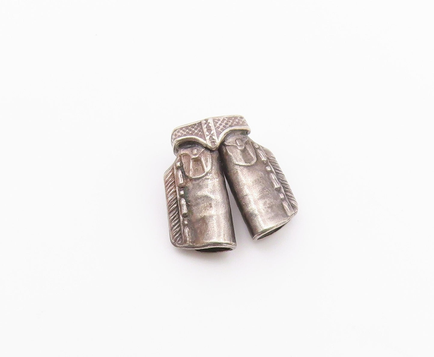 SOUTHWESTERN 925 Silver Vintage Etched Cowboy Chaps Charm Pendant PT21677