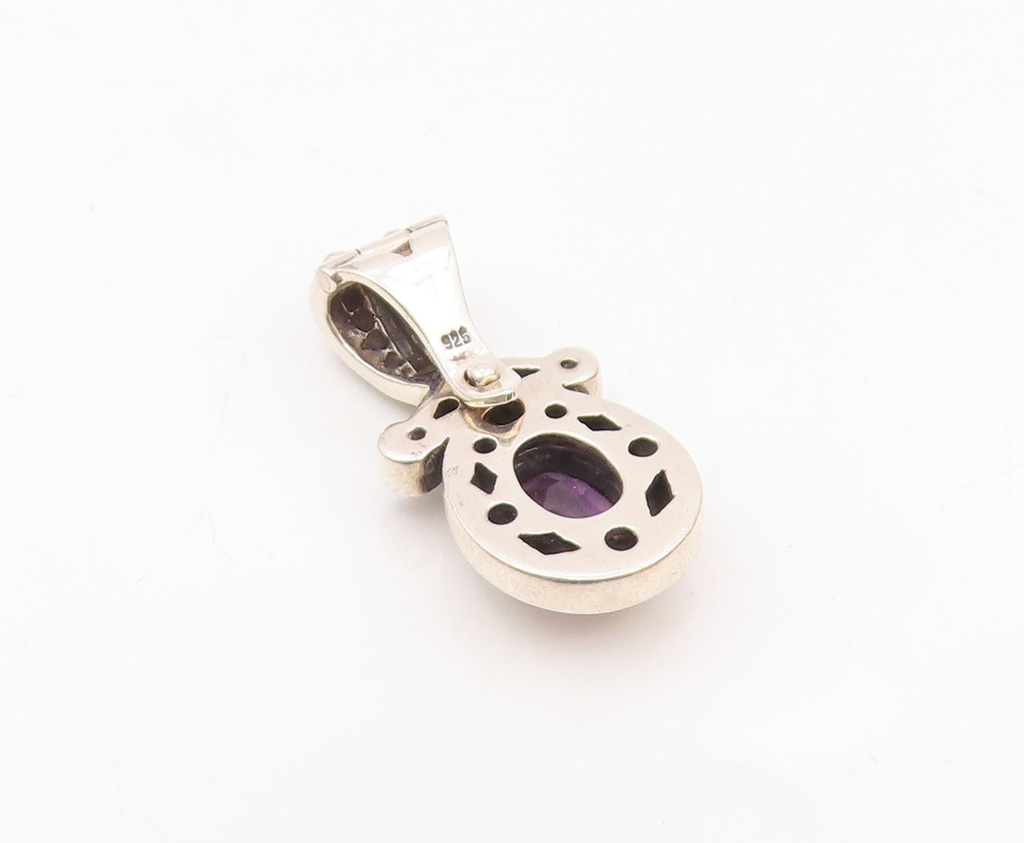 925 Sterling Silver  Vintage Amethyst & Citrine Bubble Bail Pendant  PT15939