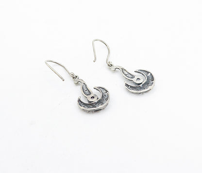 925 Sterling Silver  Vintage Petite Amethyst Swirly Dangle Earrings  EG3786