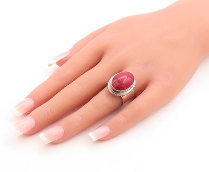 925 Sterling Silver Vintage Ring MEXICO Oval Cabochon Gemstone Sz 8  RG31515