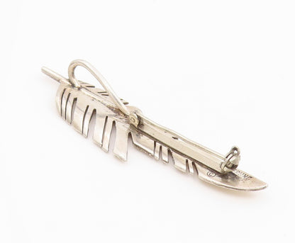 925 Sterling Silver Vintage Brooch Pin SOUTHWESTERN Minimalist Feather  BP12345