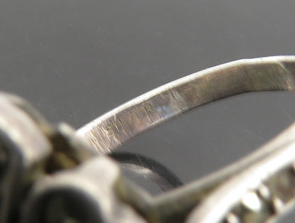 DELCITA 925 Silver  Vintage Victorian Fire Opal Floral Band Ring Sz 6  RG23876