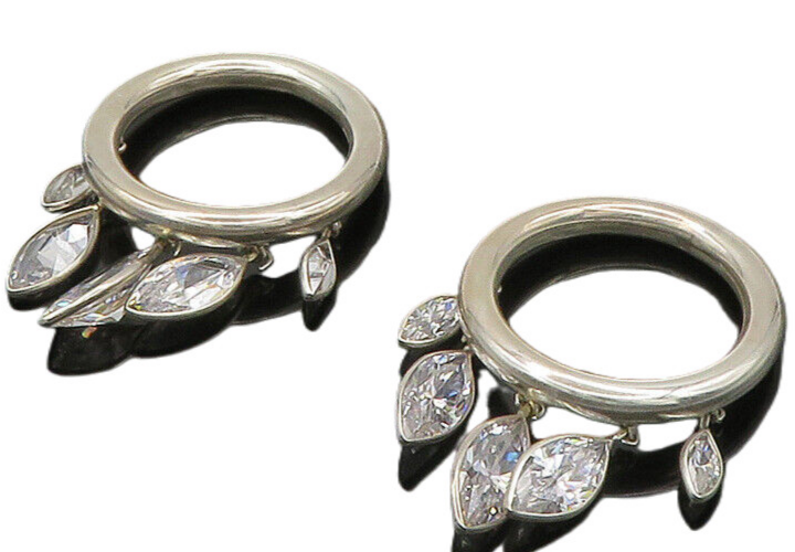925 Silver  Vintage Marquise Cubic Zirconia Round Dangle Earrings  EG10018