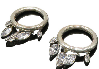925 Silver  Vintage Marquise Cubic Zirconia Round Dangle Earrings  EG10018