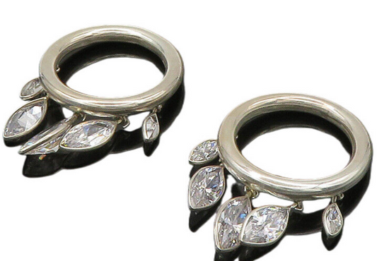 925 Silver  Vintage Marquise Cubic Zirconia Round Dangle Earrings  EG10018