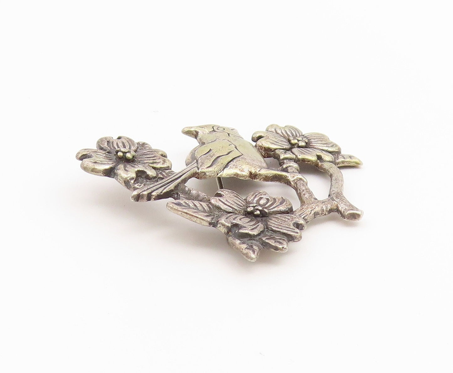 925 Sterling Silver Vintage Brooch Pin HAND & HAMMER Cardinal Bird  BP12657