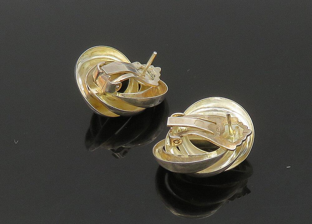 GERMANY 925 Sterling Silver  Vintage Shiny Oval Non Pierce Earrings  EG11207