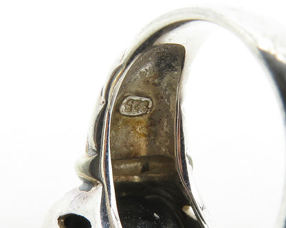 925 Sterling Silver  Black Hematite Shiny Twist Cocktail Ring Sz 7  RG17310