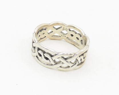 925 Sterling Silver  Vintage Large Shiny Celtic Knot Band Ring Sz 12.5 RG17877