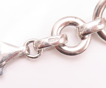 925 Sterling Silver Vintage Necklace Solid Small & Big Rings Linked   NE4270