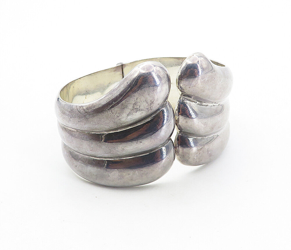 ZINA 925 Sterling Silver  Vintage Dark Tone Fluted Bangle Bracelet  BT3576