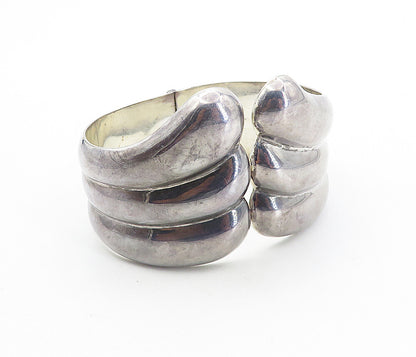 ZINA 925 Sterling Silver  Vintage Dark Tone Fluted Bangle Bracelet  BT3576