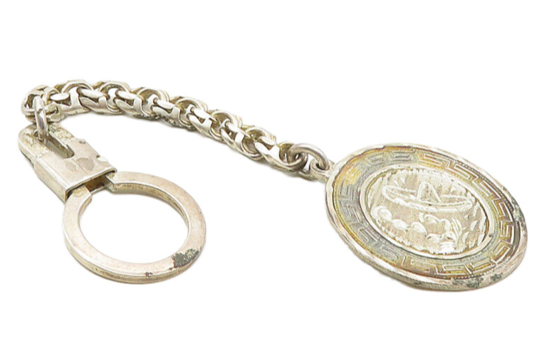 FMC MEXICO 925 Sterling Silver  Vintage Etched Desert Scene Key Chain  TR1754