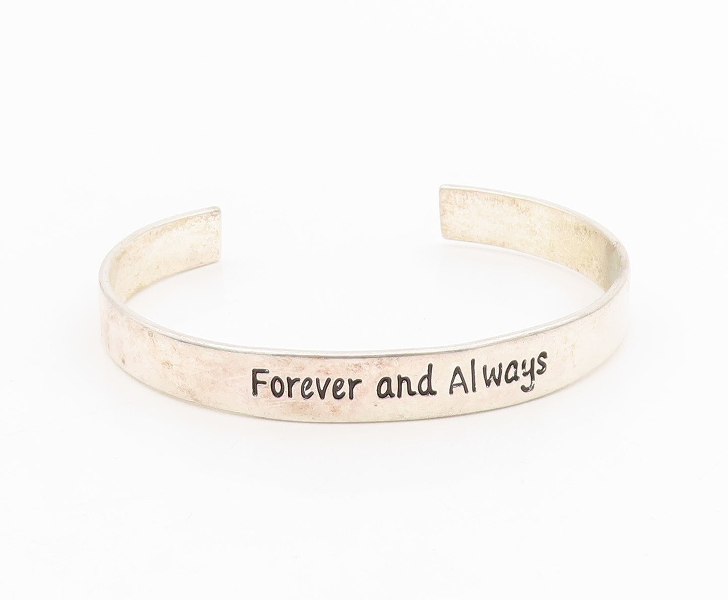 925 Sterling Silver Vintage Bracelet Engraved Forever And Always Cuff  BT11566