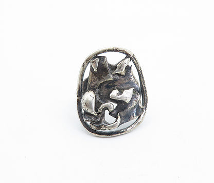 925 Sterling Silver  Vintage Modernist Sculpted Design Band Ring Sz 5  RG7356