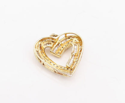 925 Sterling Silver Vintage Pendant Gold Plated Real Diamonds Love Heart PT25855