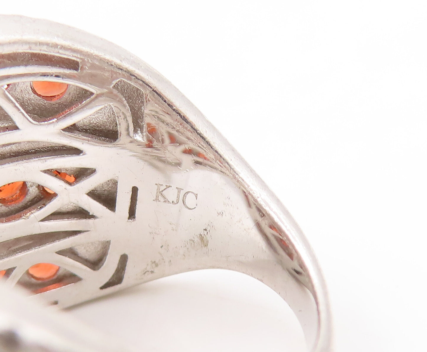 925 Silver Vintage Ring Broad Alternate Two Tone Cubic Zirconia Sz 6  RG27576