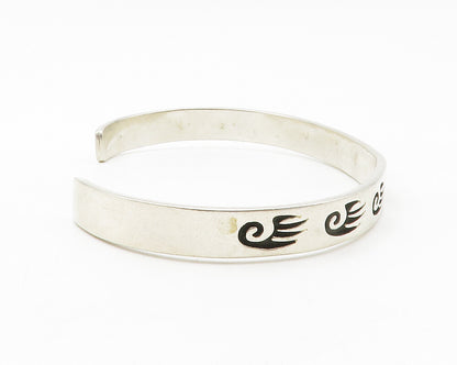 NAVAJO 925 Sterling Silver  Vintage Oxidized Pattern Cuff Bracelet  BT5267
