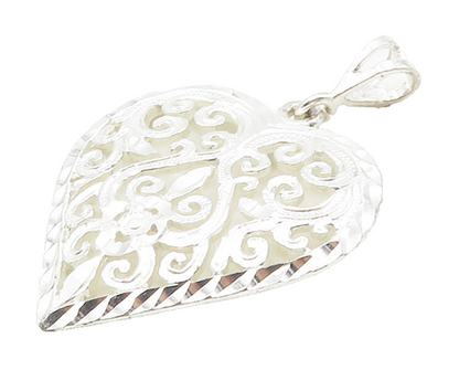 925 Sterling Silver  Shiny Polished Open Swirl Love Heart Pendant  PT12856