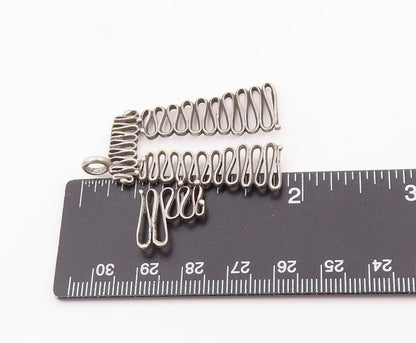 925 Sterling Silver Vintage Pendant POLAND Modernist Woven Wire Chai  PT25306