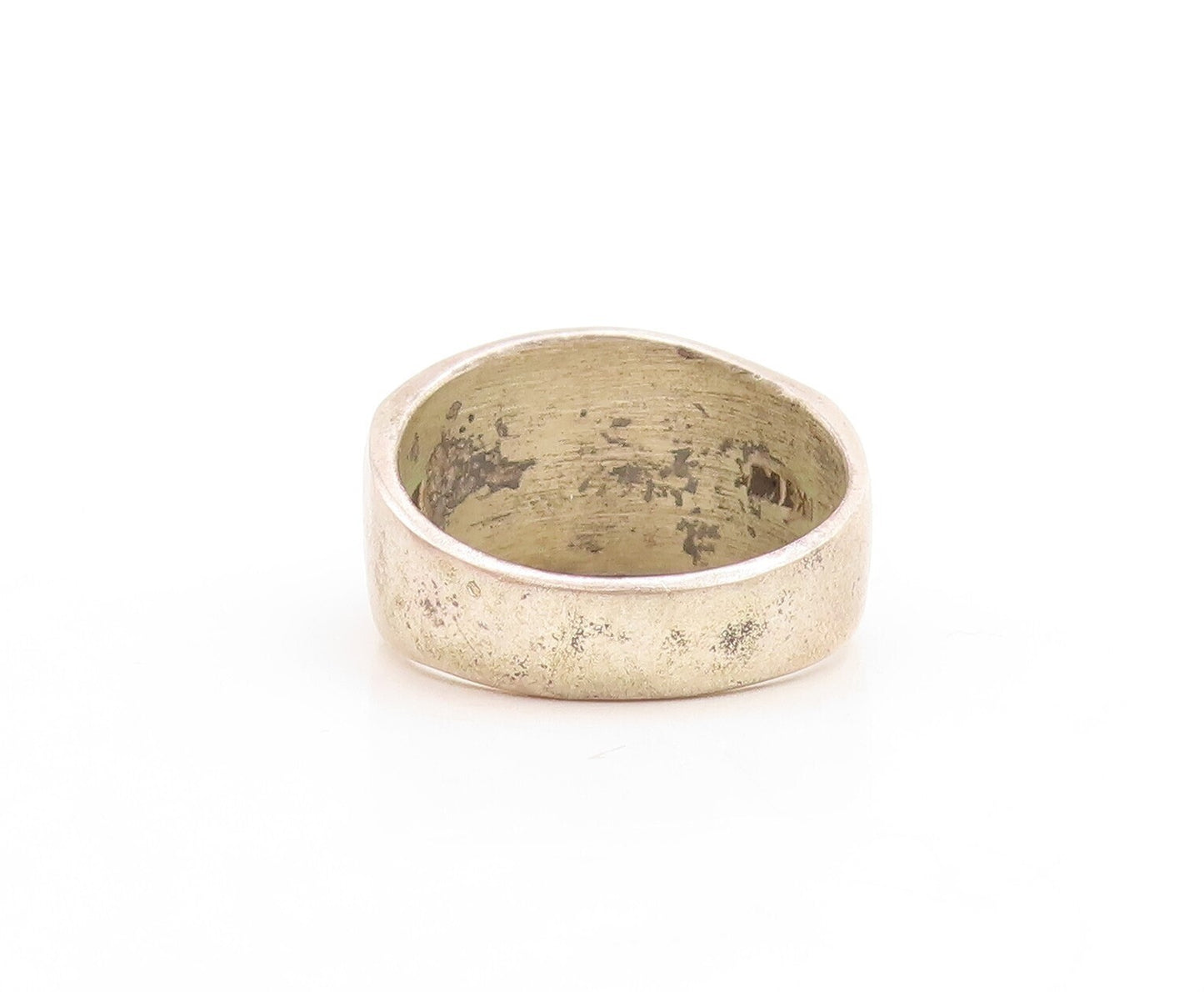 925 Sterling Silver Vintage Ring MEXICO Dark Tone Bulged Carved  Sz 7  RG31506
