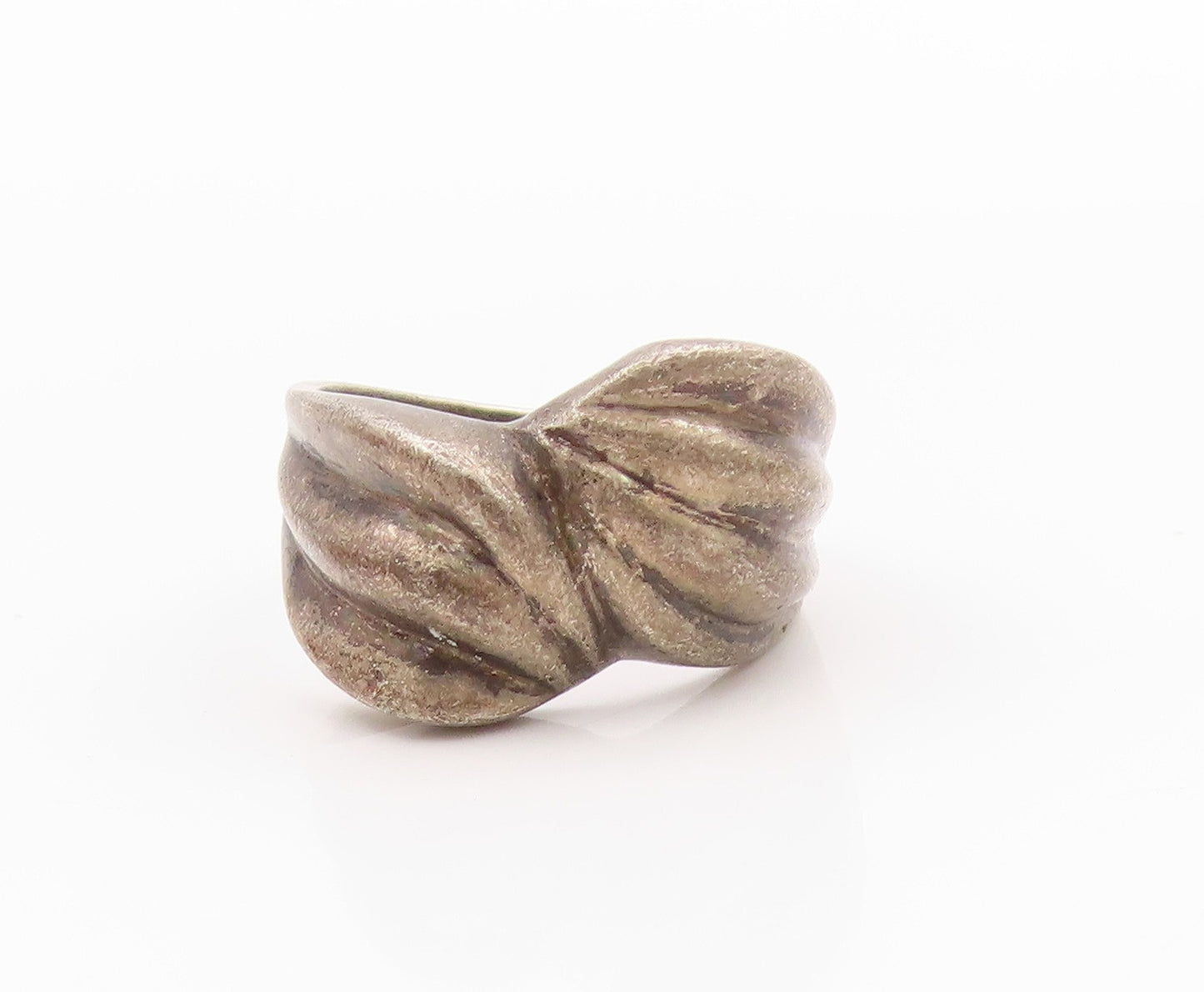 925 Sterling Silver Vintage Ring Dark Tone Carved Ribbon Knot  Sz 5.5  RG33548
