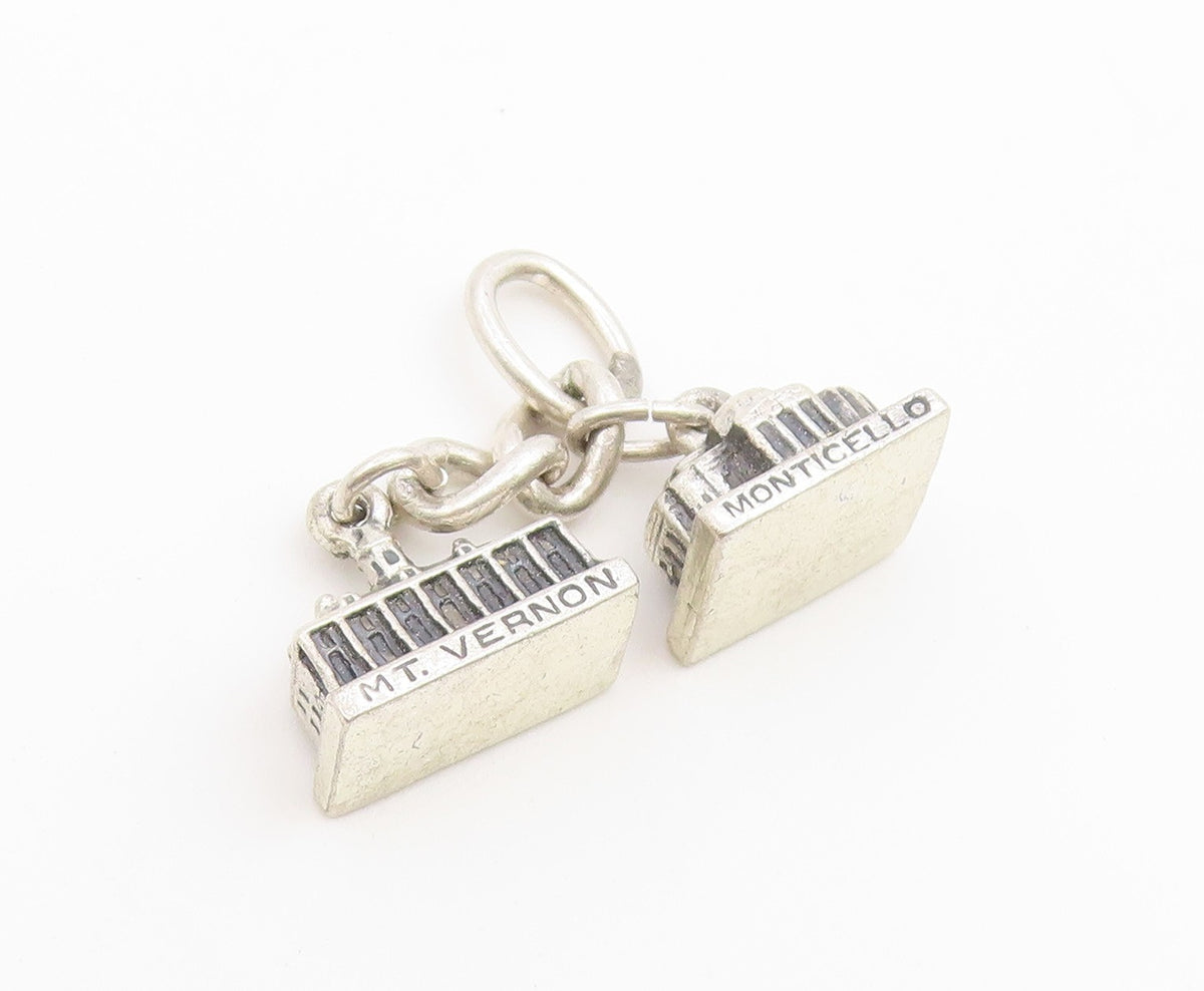 925 Sterling Silver Vintage Pendant Mount Vernon & Jefferson Memorial  PT26622