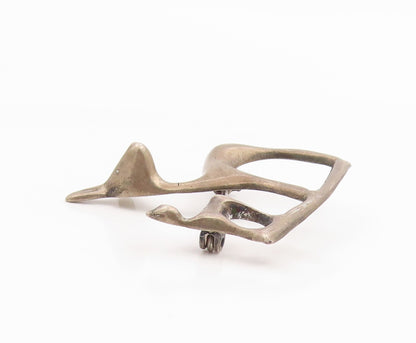 925 Sterling Silver Vintage Brooch Pin Minimalist Deer & Fawn Cutout  BP12461