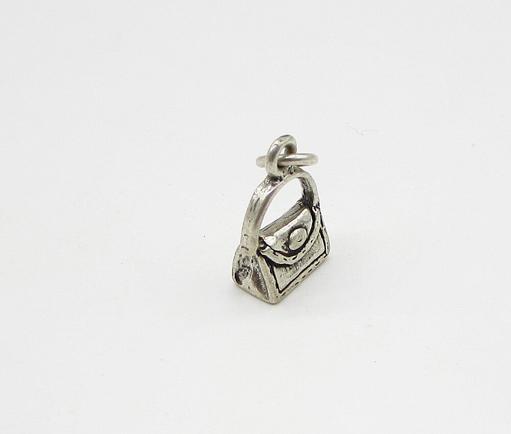 925 Sterling Silver  Vintage Lady's Purse Charm Pendant  PT1828