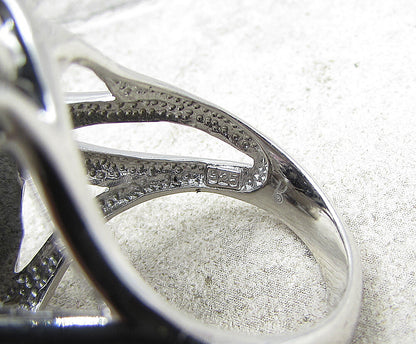 925 Sterling Silver  Faceted Hematite Wrapped Solitaire Ring Sz 7  RG1958