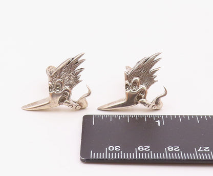 925 Sterling Silver  Vintage Cartoon Figure With Flowing Hair Cufflinks TR3333