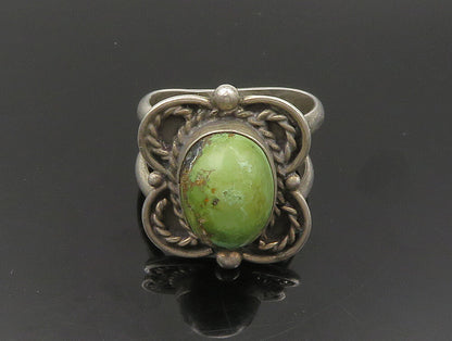 ZUNI NAVAJO 925 Sterling Silver  Vintage Green Jasper Band Ring Sz 8 RG24127