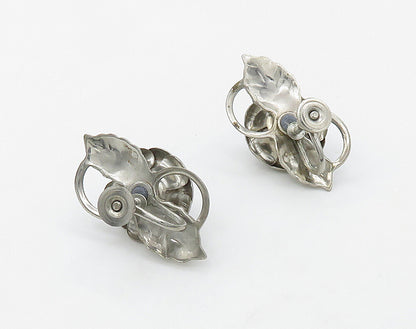 925 Sterling Silver  Vintage Topaz Flower Motif Non Pierce Earrings  EG8277