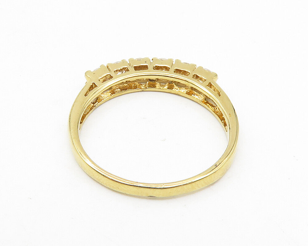 925 Sterling Silver  Cubic Zirconia Gold Plated Band Ring Sz 9.25  RG10329