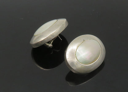 DESIGNER 925 Silver  Vintage Mother Of Pearl Oval Drop Earrings  EG11167