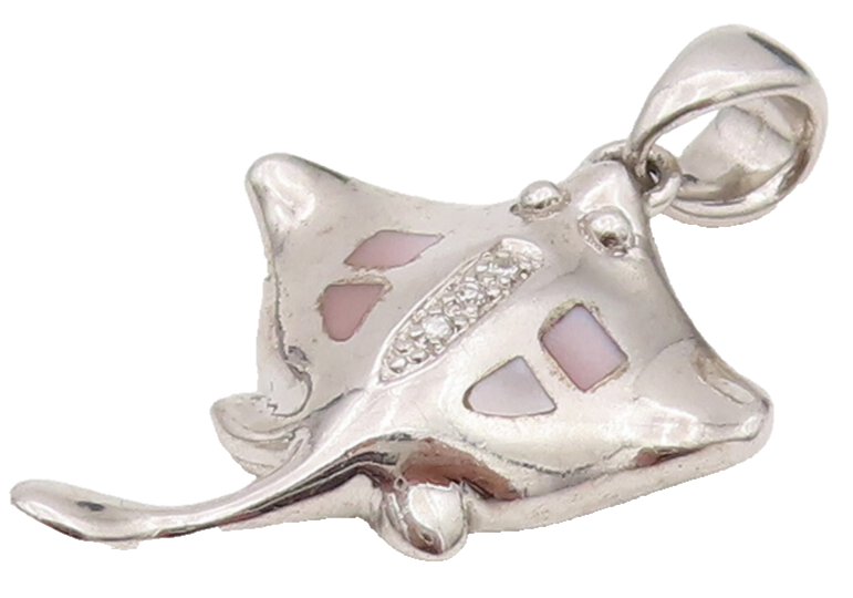 925 Sterling Silver  Vintage Mini Stingray Diamond Spine Pendant PT22040