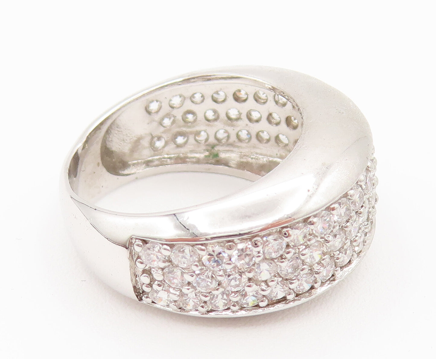 925 Silver  Vintage Dancing Cubic Zirconia Cluster Band Ring Sz 7  RG26137