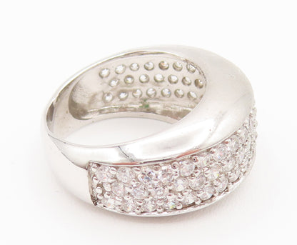 925 Silver  Vintage Dancing Cubic Zirconia Cluster Band Ring Sz 7  RG26137