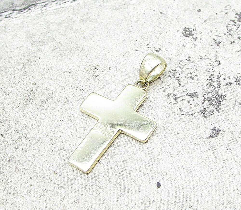 Gold Over 925 Sterling Silver Love Hearts Enamel Cross Drop Pendant PT1198
