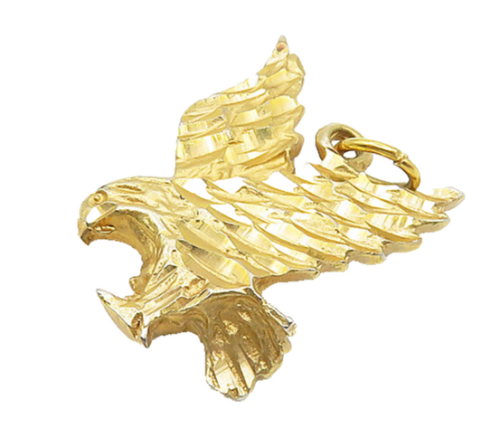 925 Sterling Silver  Vintage Shiny Diamond Cut Flying Eagle Pendant  PT14831
