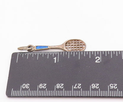 925 Sterling Silver Vintage Pendant Enameled Tennis Racket Charm  PT24522