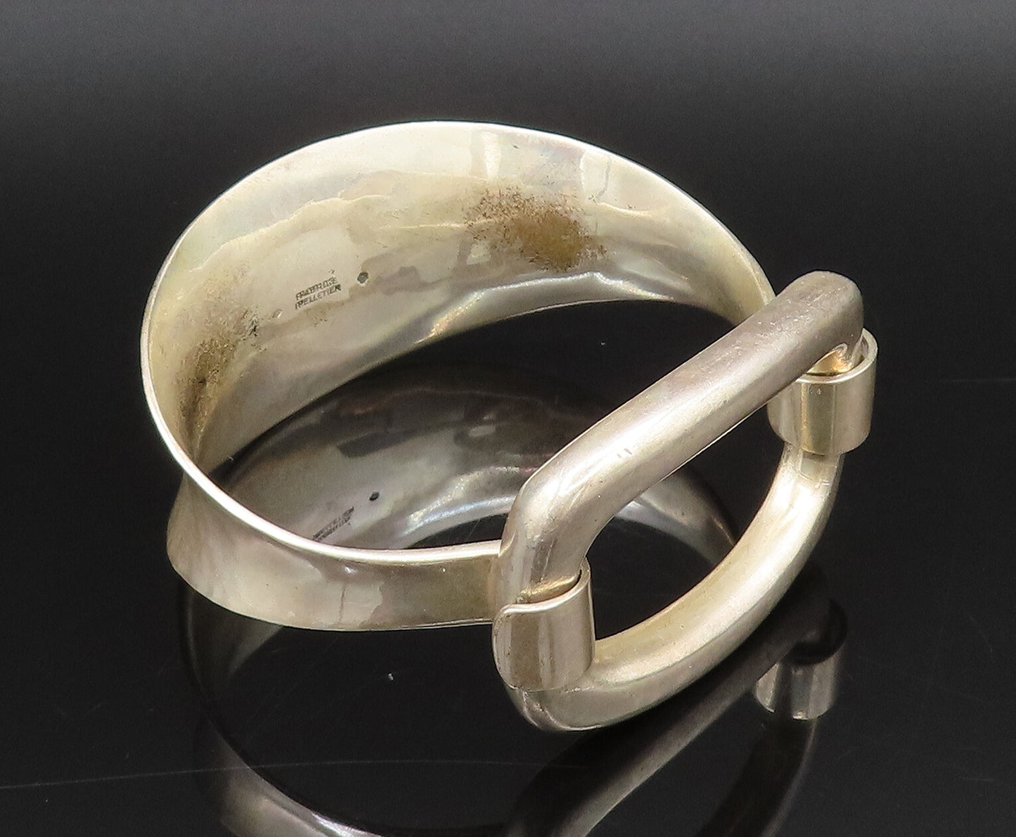FABRICE 925 Sterling Silver Vintage Hooked Open Rectangle Bracelet  BT9724