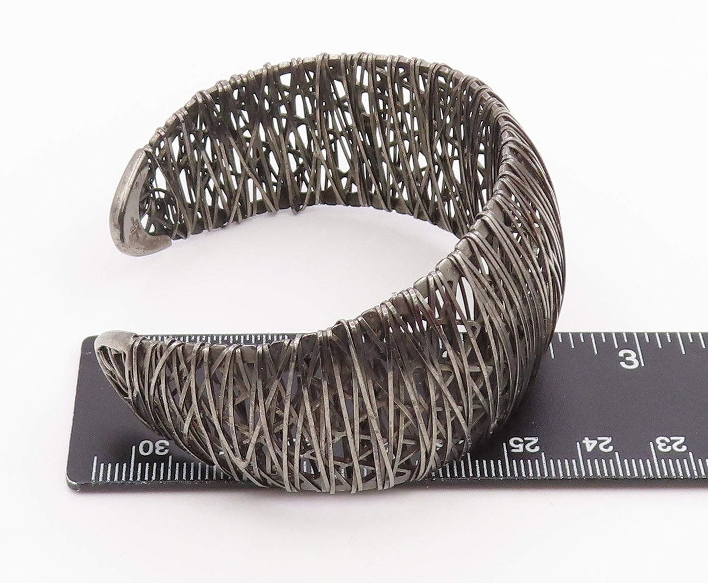 925 Sterling Silver Vintage Bracelet MILOR Intertwined Tangle Mesh Cuff  BT11953